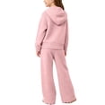 thumbnail image 5 of CYRBOKO Sweaters Outfit Sets for Girls, Long Sleeve Fall Winter Zipper Comfy Hooded Tops and Flared Pants Pink Size 5-6 T, 5 of 5