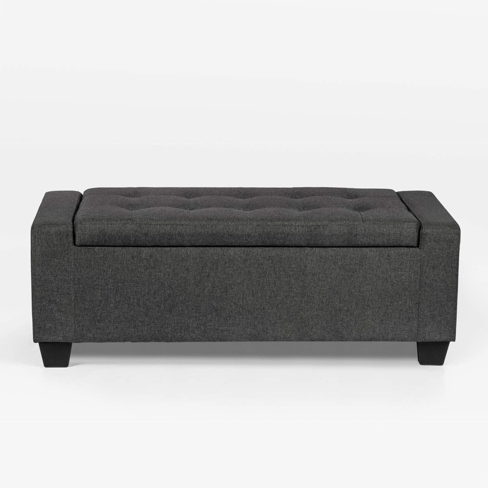 Homebeez OF0047 48 Inches Long Storage Bench Ottoman, Dark Gray