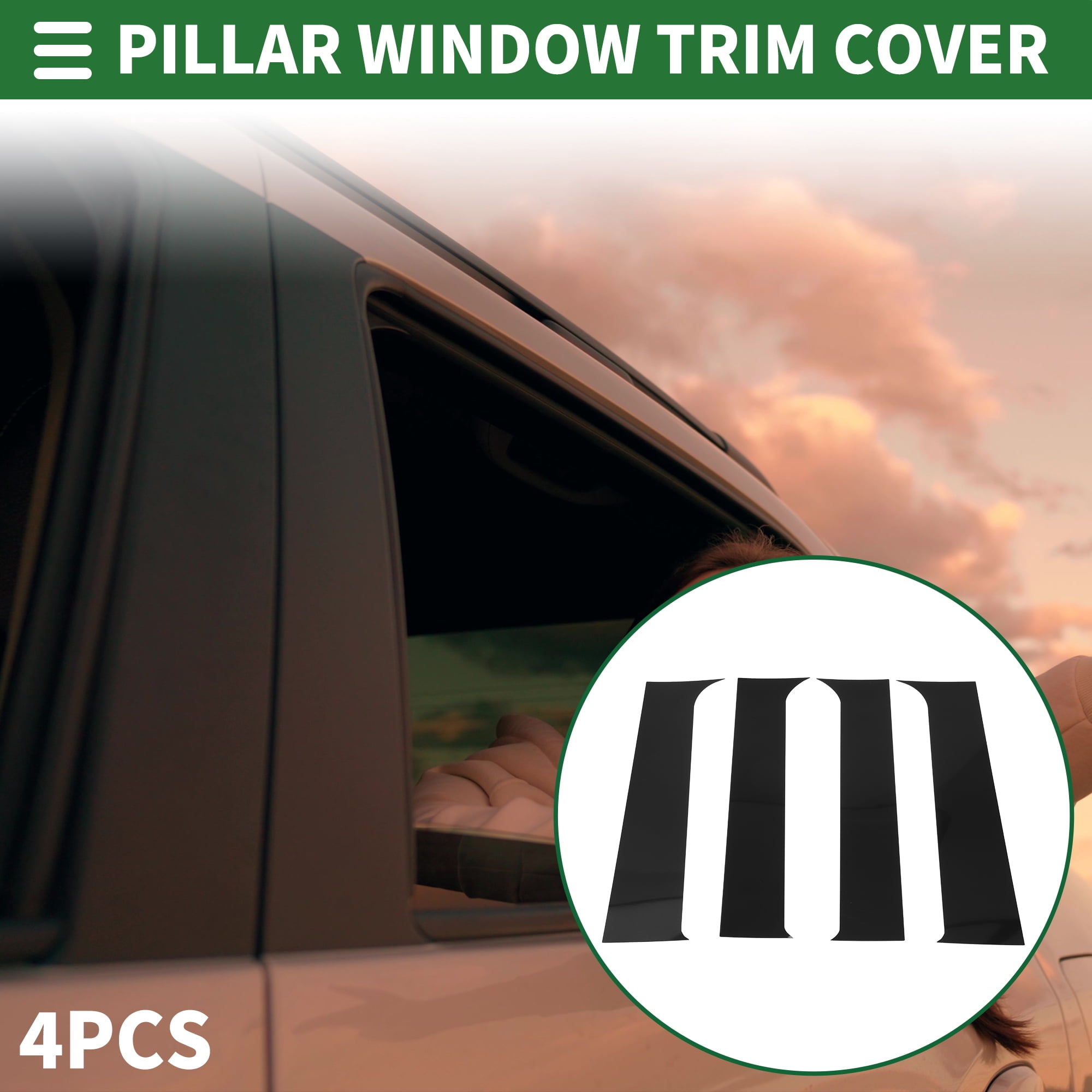 Unique Bargains 4Pcs Anti Scratch Window Trim For Ford F-250 1999-2014 Black