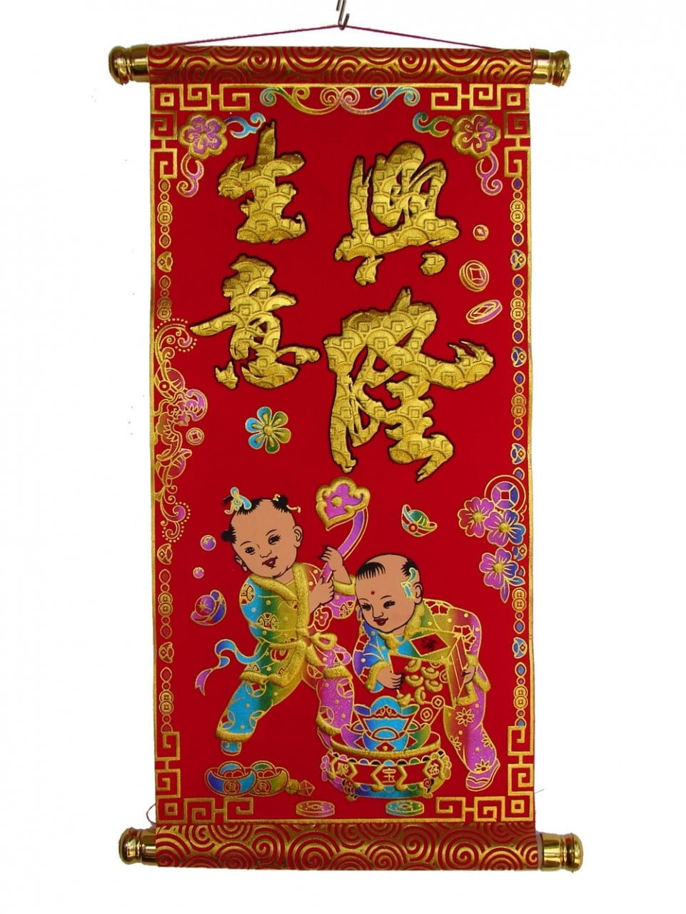 25" Feng Shui Bringing Wealth Red Scroll