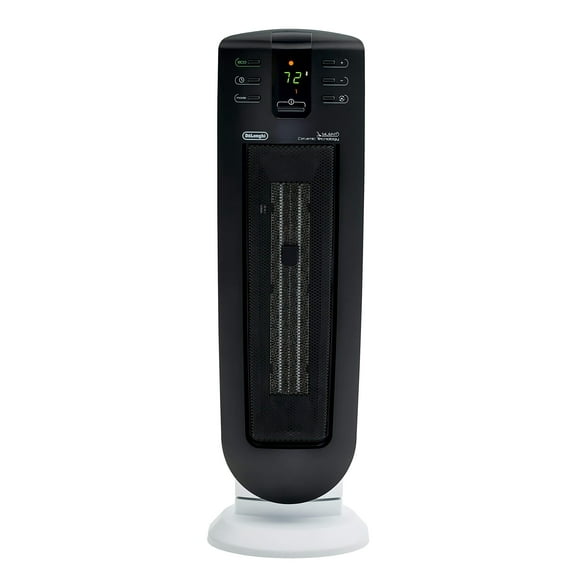 DeLonghi Ceramic Tower Space Heater, portable quiet 1500 Electric Space Heater for indoor use, timer, remote, ECO energy efficient, safety features, 24 inches tall, TCH7915ER