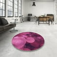 thumbnail image 4 of Ahgly Company Machine Washable Indoor Round Transitional Neon Pink Area Rugs, 4' Round, 4 of 7