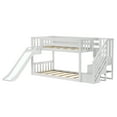 thumbnail image 4 of Low Bunk With Stairs, Easy Slide & Black & White Farmhouse Curtain, White, 4 of 10
