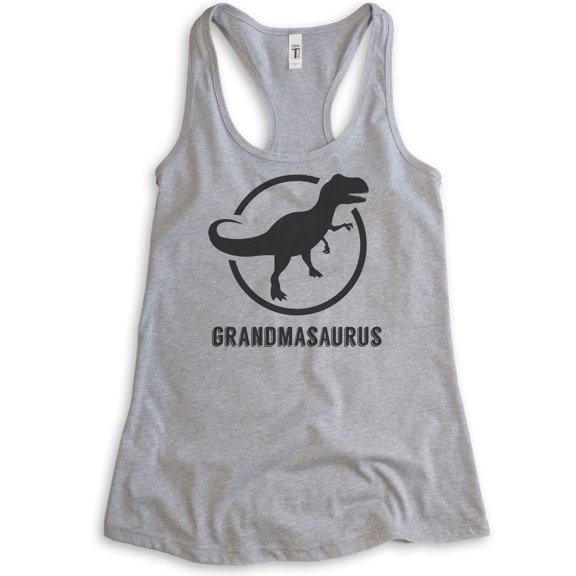 Grandmasaurus Tank Top, Ladies Racerback Tank Top, Grandma Tank, Grandmother Tank, Dinosaur Tank, Heather Gray, X-Large