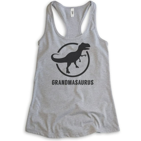 Grandmasaurus Tank Top, Ladies Racerback Tank Top, Grandma Tank, Grandmother Tank, Dinosaur Tank, Heather Gray, Medium