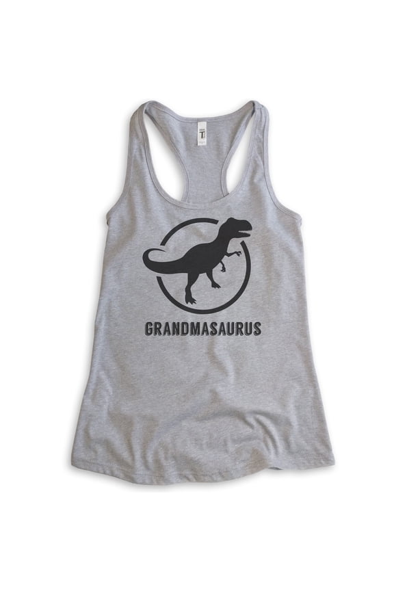 Grandmasaurus Tank Top, Ladies Racerback Tank Top, Grandma Tank, Grandmother Tank, Dinosaur Tank, Heather Gray, X-Large