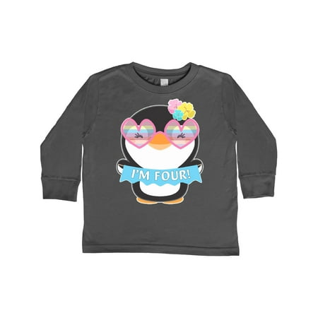 

Inktastic I m 4 Cute Penguin with Sunglasses and Flowers Gift Toddler Boy or Toddler Girl Long Sleeve T-Shirt