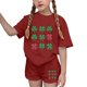 thumbnail image 1 of Vestido de Manga Corta para Niños Día de San Patricio Impreso Cuello Redondo de Dos Piezas con Pantalones Cortos, Cómoda Mezcla de Poliéster Spandex, 1 of 6