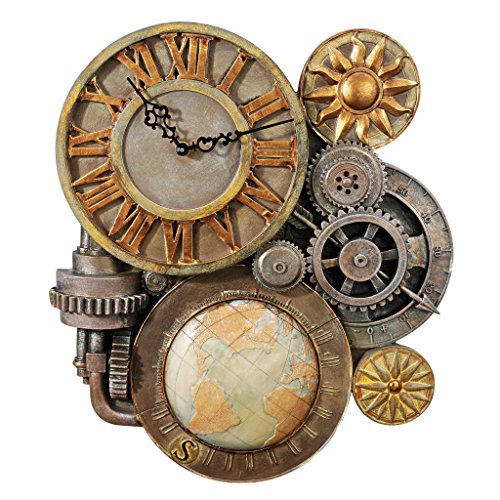 Design Toscano Gears of Time Steampunk Wall Clock Sculpture, Large 63.5 cm, Polyresin, Full Color