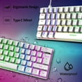thumbnail image 6 of ZIYOULANG T60 Wired Gaming Keyboard 60% Mechanical Keyboard Mini Portable 61 Keys Multi Color RGB Illuminated LED Backlit Waterproof for PC/Mac PS4 Xbox Gamer, Typist, Travel- White/Blue Switch, 6 of 6