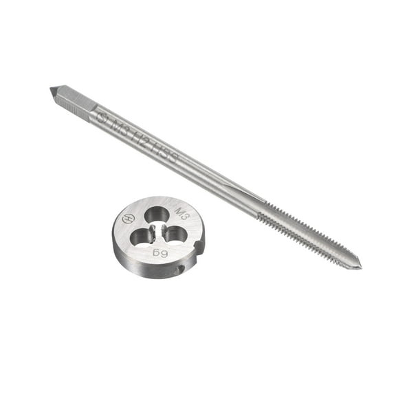 Uxcell M3 x 0.5mm Metric Tap and Die Set Machine Thread Tap with Round Die