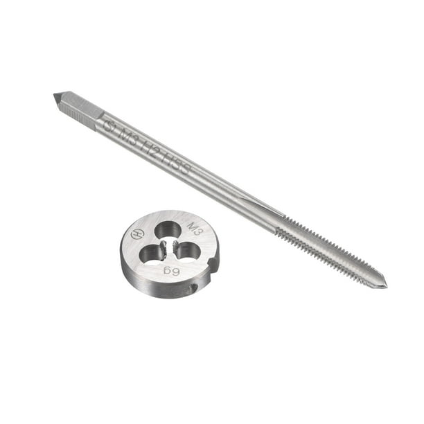 Juego de machos y matrices métricos Uxcell M3 x 0.5mm con macho de roscar y matriz redonda