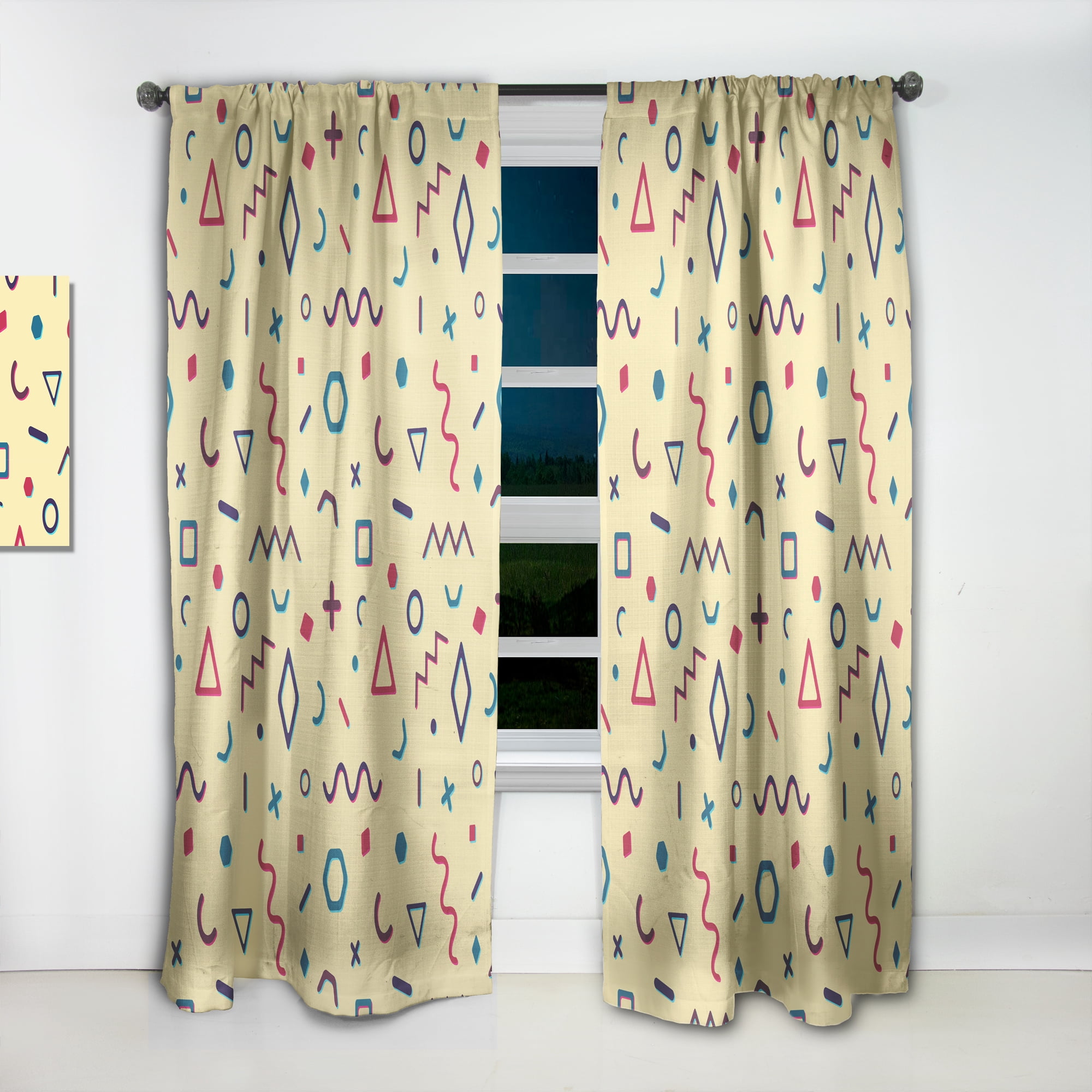 Designart 'Abstract Retro Pattern Design IX' Mid-Century Modern Curtain Panel