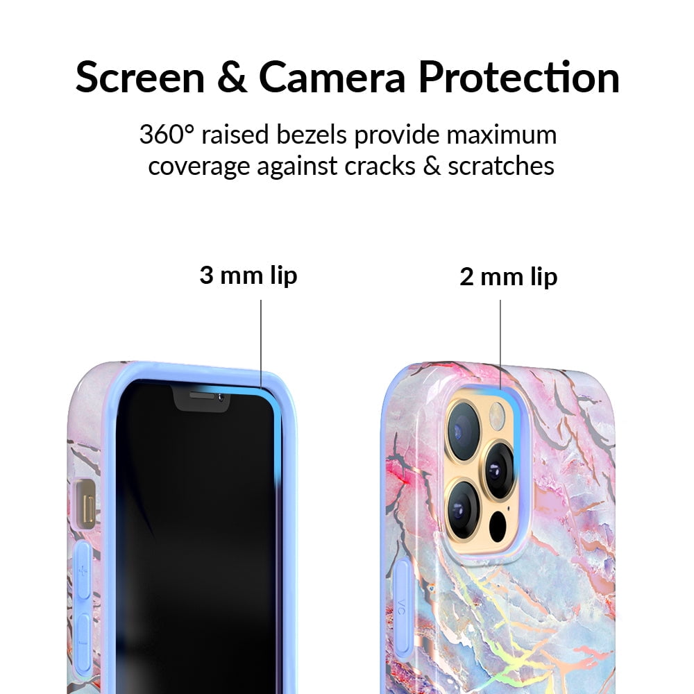 Velvet Caviar iPhone 12 Pro Max Case MagSafe Compatible - Cute Protective Phone Cases for Women - Iridescent Holographic Pink Blue Marble