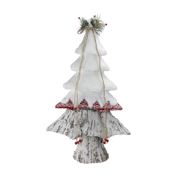 22" Retro Christmas White Red and Brown Christmas Tree Decoration