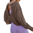 thumbnail image 2 of ZDNIXIAN Summer Shirts for Women ,Back Cross Cutout Long Sleeve Workout Shirt, Lightweight Breathable Sports Pullover, 2 of 5