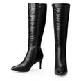 thumbnail image 3 of DARING DIVA Women's Stylish Stiletto Heels Knee High Boots with Pointed Toe Black 7, 3 of 7
