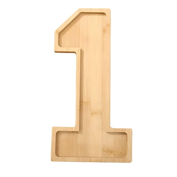 ACDANC Natural Wooden Serving Platter Number Shaped Large Tray for Holiday Party Cheese Fruit Snacks Nuts Display Party & Celebration Decoration