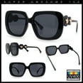 thumbnail image 2 of Womens Thick Rectangle Star Stud Jewel Trim Arm Diva Sunglasses All Black, 2 of 7
