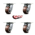 thumbnail image 2 of 4 Inch Heavy Duty Polyurethane Caster Set with Ball Bearings Set of 4 SCC, 2 of 2