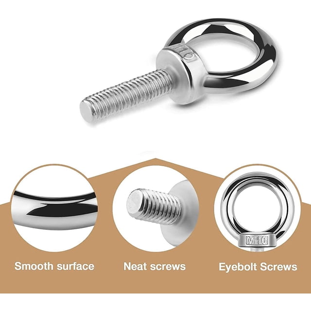 4 piezas de cáncamos de acero inoxidable 304, anillos M10 soldados cerrados, cáncamos de varilla de tornillo de alta resistencia, cáncamos de tornillo para el hogar, oficina Banban ZefeiWu 8390613020239