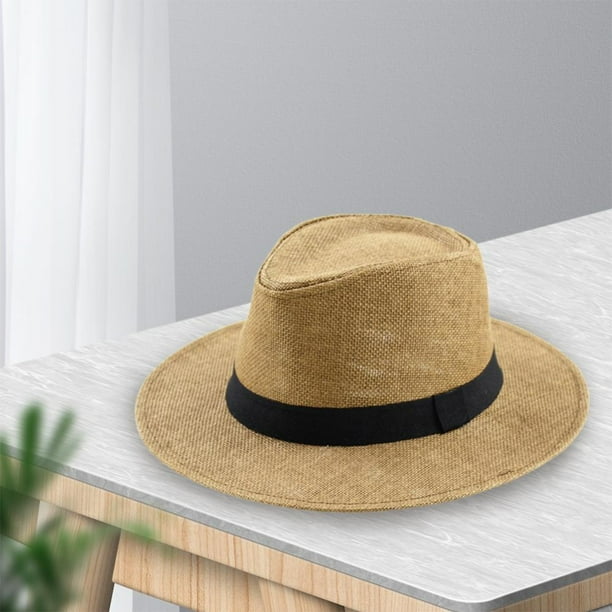 Wide Brim Straw Fedora Sun Hat UPF50+ Packable Roll up Beach Hat Men Women Wide Brim Straw Foldable Roll up Hat Fedora Summer  main image 2