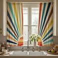 thumbnail image 3 of Colorful Boho Kitchen Curtains Retro Sun Rainbow Bathroom Curtains Funky Vintage Colored 70S Cute Cafe Small Bedroom Short Fabric Window Treatment Drapes 26x36 Inch, 3 of 6