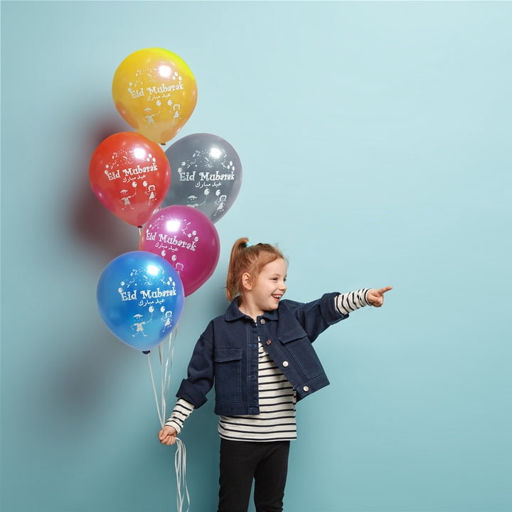 Eid Mubarak Latex Balloon (Assorted Metallic Colors, Pack of 100)