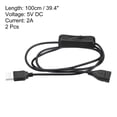 thumbnail image 2 of Cable de extensión USB Uxcell con interruptor ON/OFF, adaptador de cables de alimentación con indicador LED, negro, paquete de 2, 2 of 5