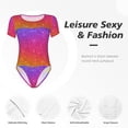 thumbnail image 6 of Uemuo Holiday Shiny Pattern Women's One Piece Short Sleeve Swimsuit Rash Guard Surfing Modest Quick-drying Swimsuit Beach Essentials-X-Large, 6 of 9