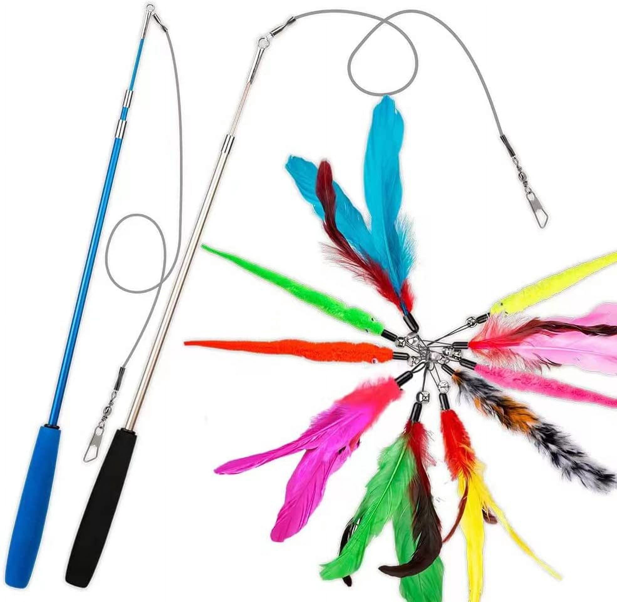 JIARON 6 PCS Interactive Cat Feather Toys, Indoor Hanging Retractable Cat Toy, Self Play Toys Make Fun Excecise