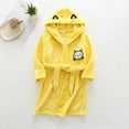 thumbnail image 3 of 2 PC Toddler Robe Boys Girls Hooded Flannel Bathrobe Long Sleeve Soft Fleece Plush Robes Cute Animal Pajamas Sleepwear, Yellow, 6 Years, 3 of 3
