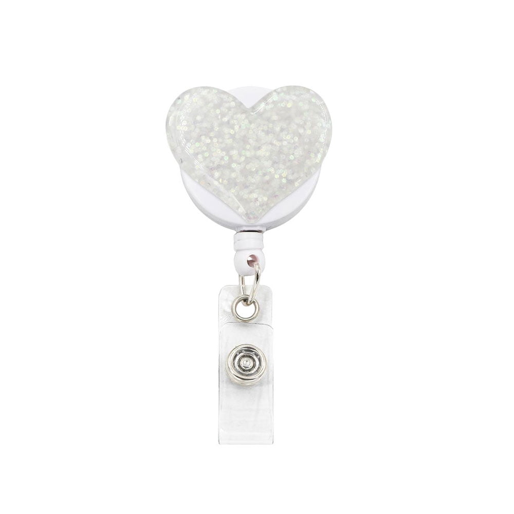 SagaSave Retractable Badge Holder Badge Clips ID Card Name Tags Keys Heart Shape 10 Color