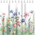 thumbnail image 6 of Spring Flower Shower Curtain Set Watercolor Floral Plant Decoration Shower Curtain Nature Colorful Wildflower Waterproof Fabric Shower Curtain with 12 Hooks 72x72 Inches, 6 of 6