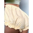 thumbnail image 5 of Yunliwuli Women's Summer Casual Pajama Shorts Elastic Band Ruffle Trim/Plaid/Solid Color/Duck Print Lounge Shorts, 5 of 7