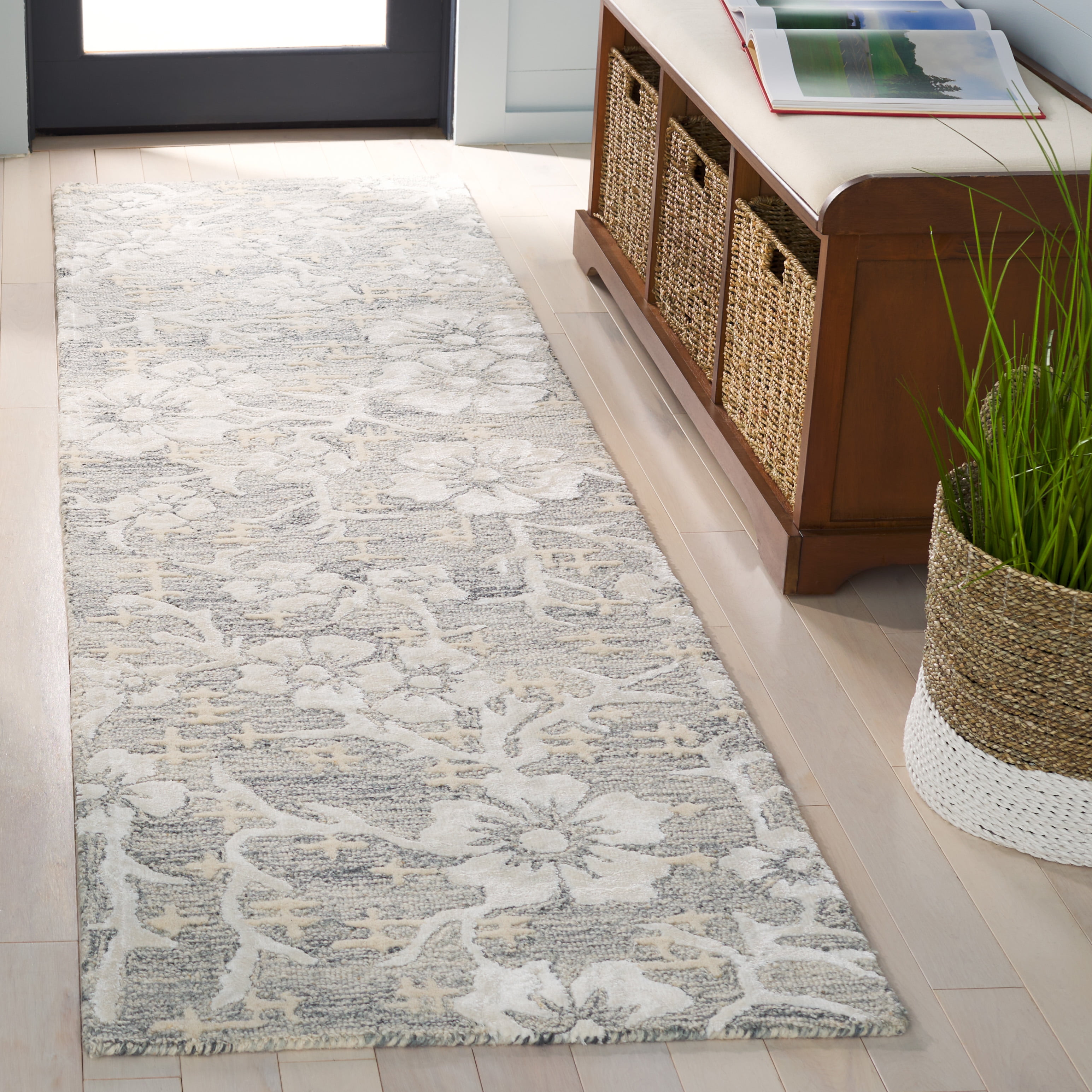 SAFAVIEH Glamour Braylon Abstract Runner Rug, Grey/Ivory, 2'3" x 8'