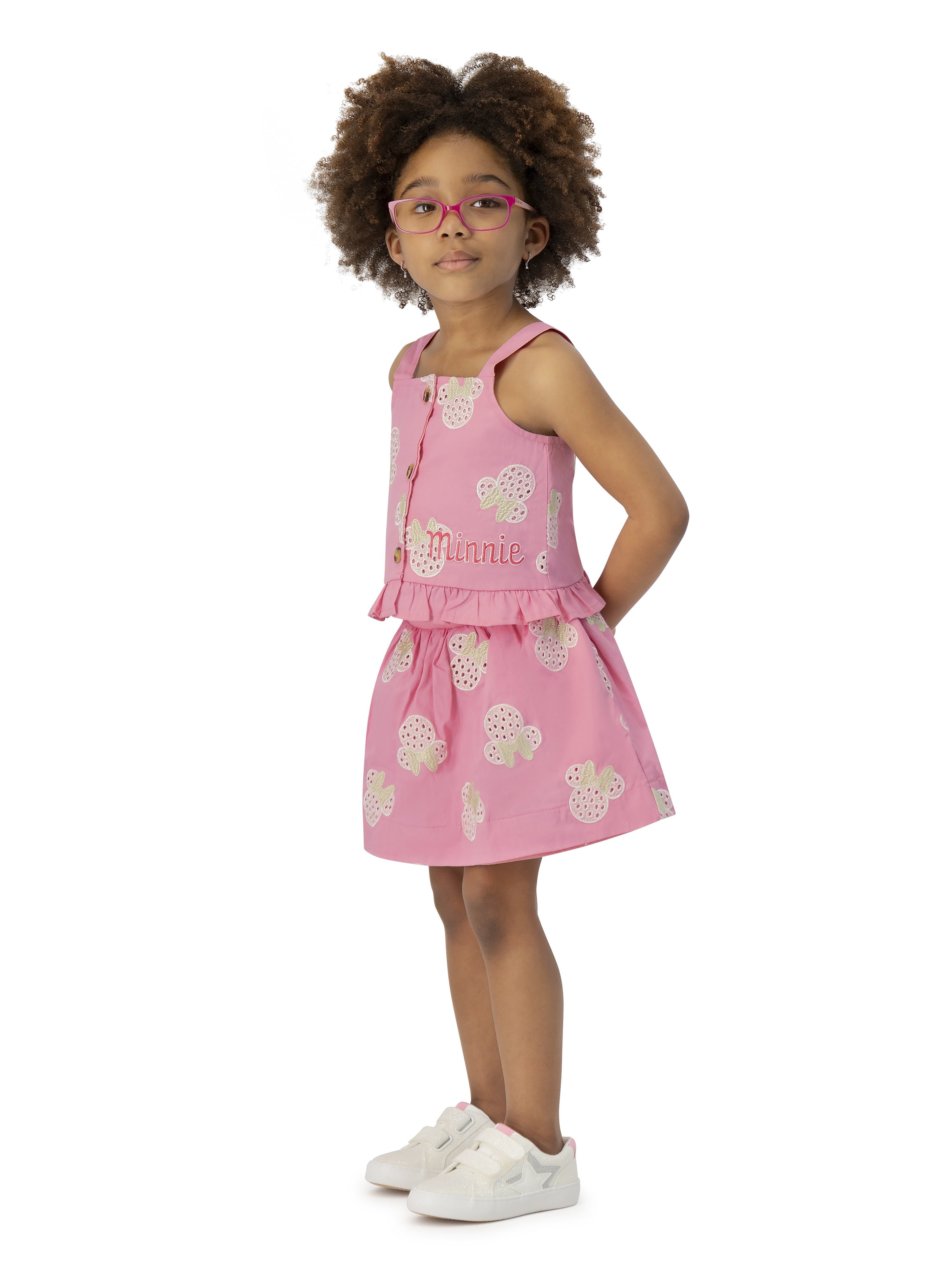 Minnie Mouse Toddler Girl 2 Piece Eyelet Skirt Set, Sizes 12 Months-5T