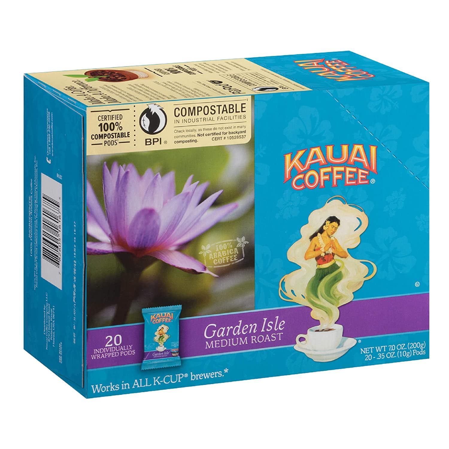 Kauai Coffee SingleServe Pods, Garden Isle Medium Roast Arabica Coffee from Hawaii’s Largest