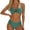 Z-Green275, variant on Women Swimsuit Sets V-Neck Solid Color Sleek Tankini With Cutouts Backless Spaghetti Strap Two Piece Bathing Vacation Female Swimwear