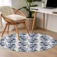thumbnail image 4 of Round Rugs 4Ft, Blue Floral Round Area Rug Washable Indoor Throw Carpet, Abstract Watercolor Flower Leaf Plant Soft Non Slip Circle Rug for Kitchen Nursery Room Home Decor Aesthetic, 4 of 8