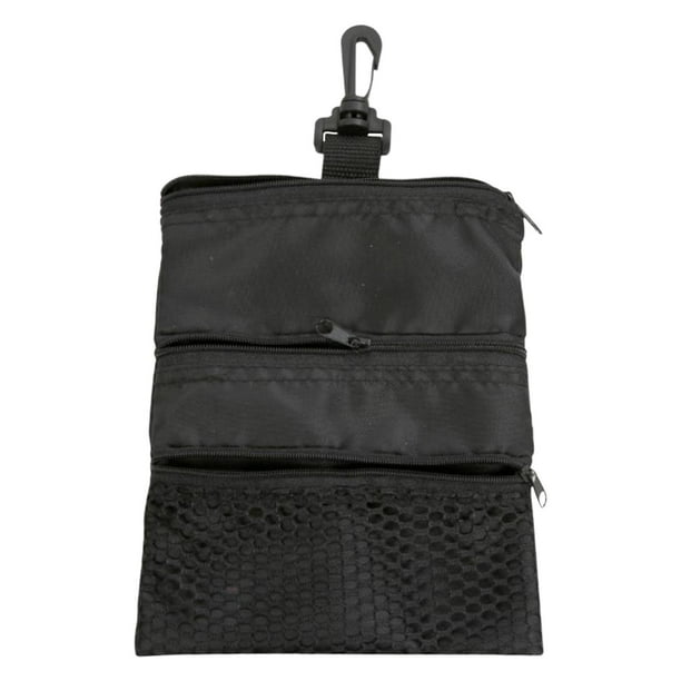 Bolsa portátil para transportar pelotas de golf, 3 bolsillos con ganchos, bolsa de almacenamiento para equipo de golf Negro