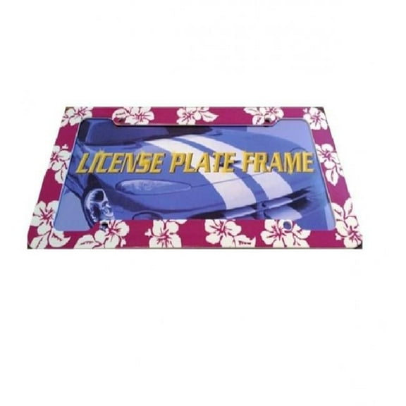 Tropical Flower Purple Plastic License Plate Frame