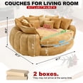 thumbnail image 4 of Aukfa 81.1" Oversized Cloud Couch Sleeper Sofa with Round Chaise Lounge, Modern Chenille Upholstered Boneless Sofa with Memory Foam and 14 Pillows, Yellow, 4 of 8