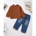 thumbnail image 7 of Toddler Baby Boy Clothes 18 Months Boys Fall Winter Outfits 24 Months Boys Long Sleeve Lapel Top Jeans Pants 2PCS Clothing Set Brown, 7 of 7
