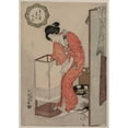 thumbnail image 2 of Utagawa Kunisada (Toyokuni III) 18x24 Gold Ornate Framed and Double Matted Museum Art Print Titled - Woman Putting Out a Light (From the Series Modern Customs: Frost Beneath the Stars) (C. 1, 2 of 4