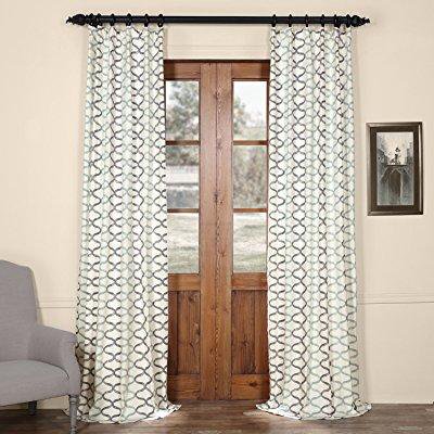 Half Price Drapes Prct D02b 120 Illusions Printed Cotton Curtain Aqua