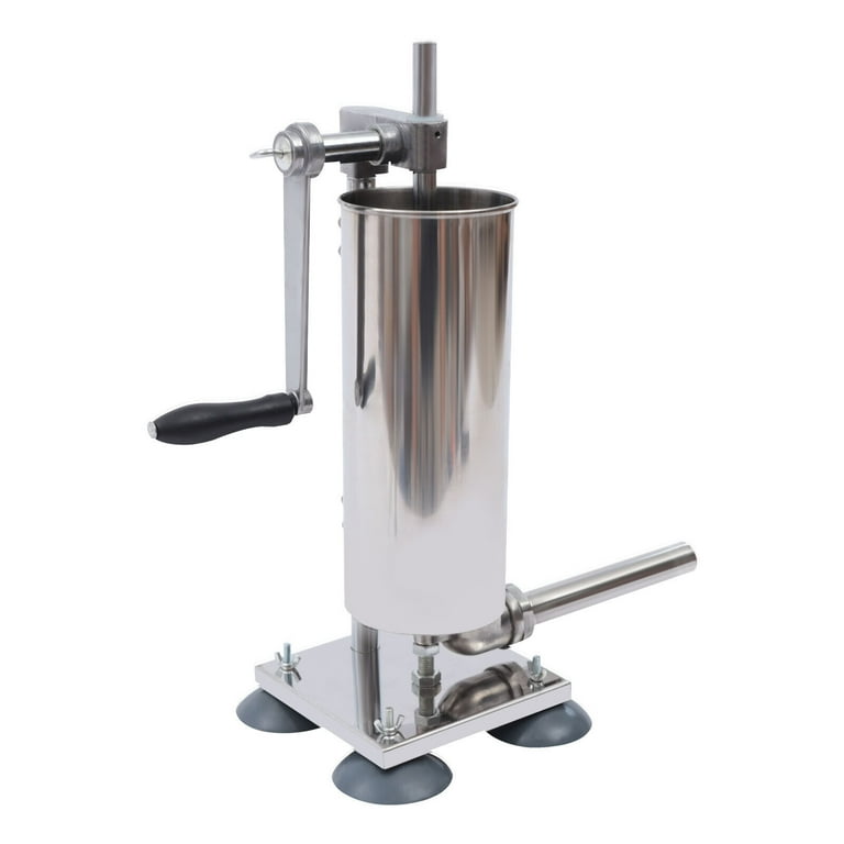 Meao Sausage Filler Stuffer Home Made Machine - Stainless Steel Vertical Sausage Maker with Suction Base and Manual Crank for Household Use or