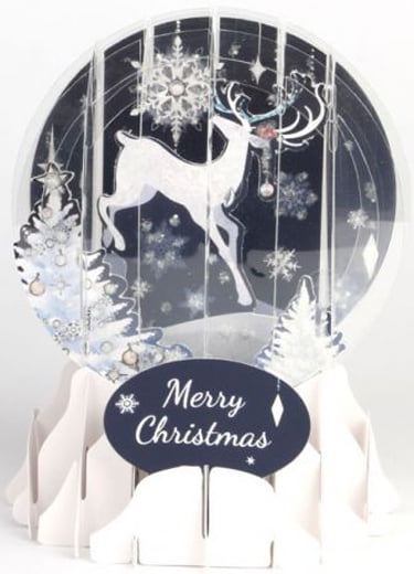 Up With Paper Reindeer Silhouette Snow Globe Pop Up Christmas Card