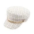 thumbnail image 1 of Sombreros de tweed a cuadros para mujer, gorras de vendedor de periódicos, gorra con visera de cadena, gorra a cuadros vintage blanco, 1 of 5