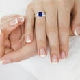 thumbnail image 2 of GemsNY September Birthstone - Three Stone Ring Emerald Cut Blue Sapphire with Prong Set Trapezoid Side Diamonds For Women (Grade - AAAA | 3.5cttw), 2 of 4